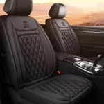 Opvarmet bilsædeovertræk Premium sort bomuld