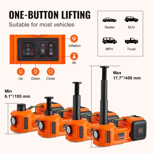 VEVOR 5 Ton Hydraulic Car Jack, with Built-in Inflatable Pump - immagine 3