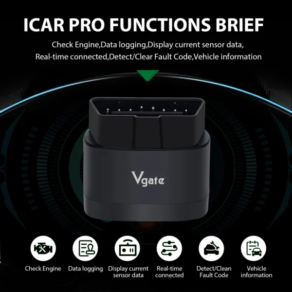 Vgate iCar Pro 2S ELM327 Bluetooth 5.3 – OBD2 Diagnostic Tool for Android, iOS & PC | Supports EVs & Hybrids - Afbeelding 2