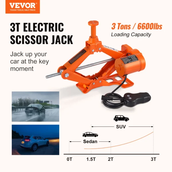 VEVOR 3-Ton Electric Scissor Jack Kit – Powerful Lifting for Roadside Emergencies - immagine 2