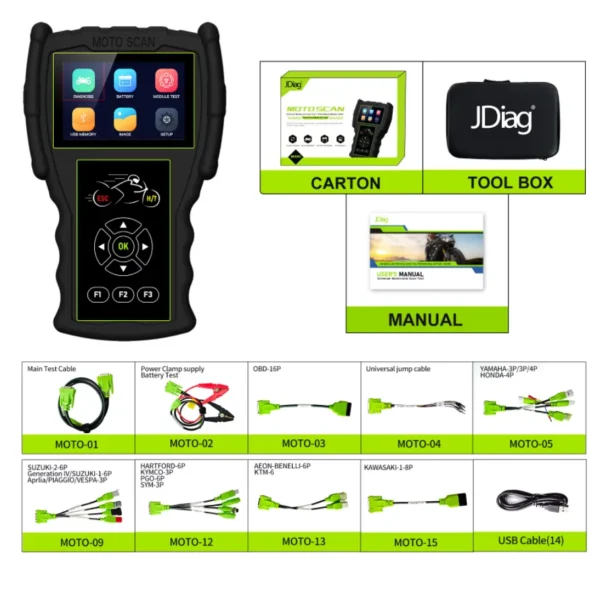 Motorcycle Scanner JDiag M100 Pro For KTM, Honda, Yamaha, Kawasaki, Suzuki, BMW D87/88 – Bild 7