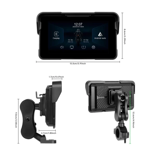 Monor per schermo di navigazione GPS per moto digale da 5 pollici Wireless CarPlay Moto Monor per schermo di navigazione GPS per moto digale da 5 pollici Wireless CarPlay Moto