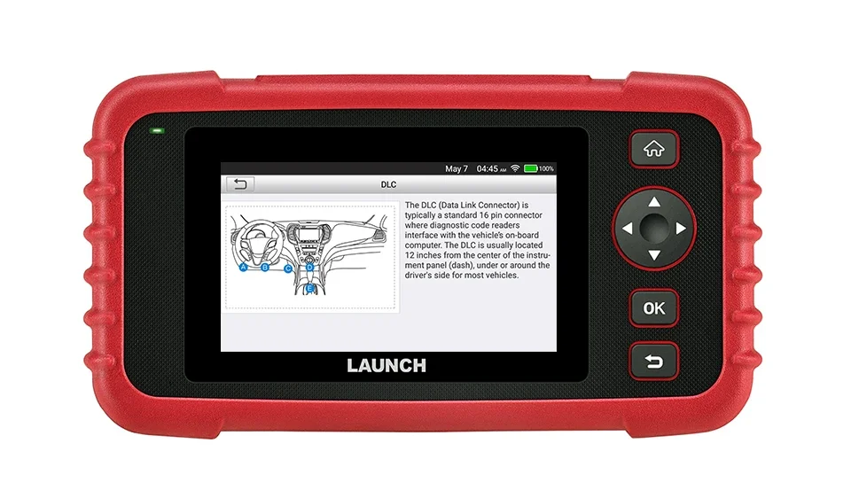 HTB1mvL6XUGF3KVjSZFoq6zmpFXakwebp - speedXperts Red rugged handheld diagnostic device with a central screen showing a car panel diagram and instructions; brand 'LAUNCH' visible on the bottom bezel.