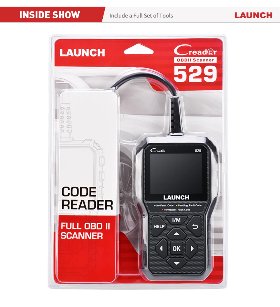 Hae44a40a90f440239fcf08be688c56fdUwebp - speedXperts Launch Creader 529 full OBD II scanner in packaging with handheld black device and screen on the front