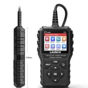 Hbd3fd5f13a5249fdb6b73abd267c7d13vwebp - speedXperts Rugged handheld vehicle diagnostic scanner with color display and keypad; probe on the left; device shown with 179 mm by 103 mm dimensions.