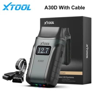 Xtool A30D automotive diagnostic scanner with OBD cables and box