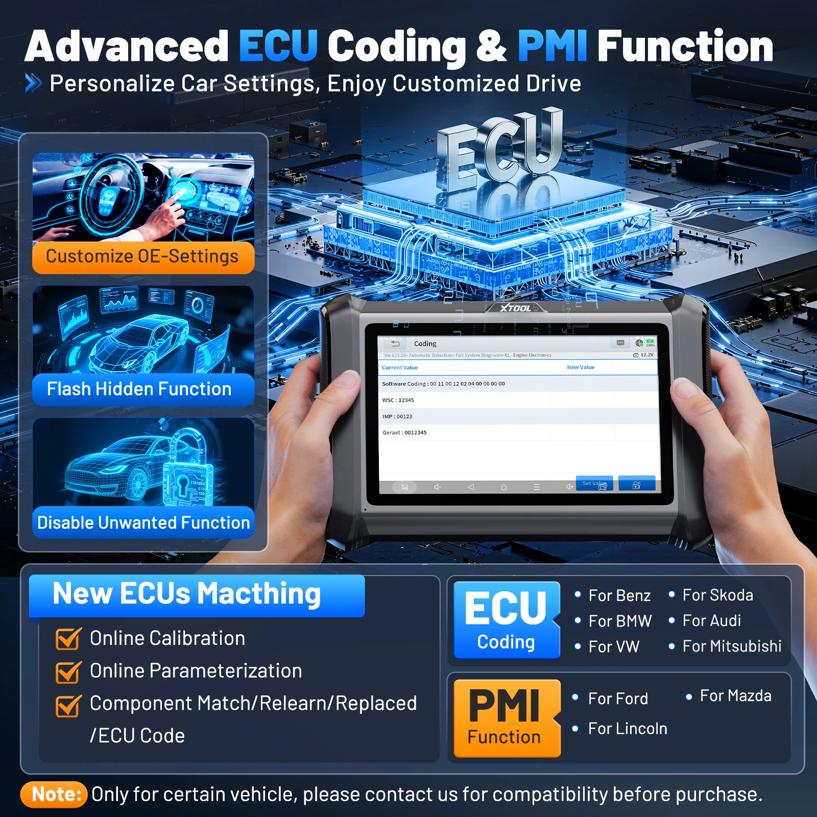 Sdcad9101985f43ec9ed1f85757e2460dpwebp - speedXperts Promotional banner: 'Advanced ECU Coding & PMI Function' with a handheld diagnostic tablet and blue automotive graphics in the background.