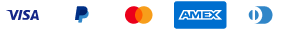 Row of credit card logos: Visa, PayPal, Mastercard, American Express, and Diners Club.