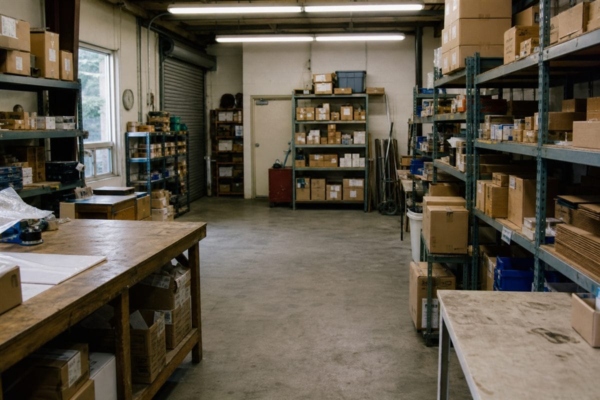 SpeedXperts warehouse with shelves and packages